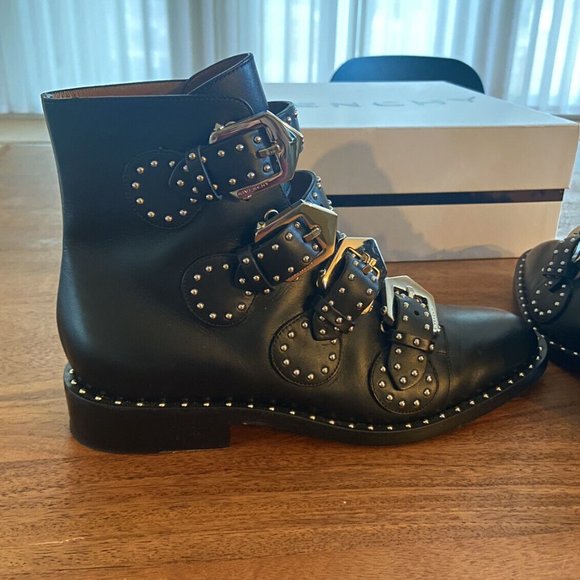 Sold - Givenchy Elegant Black Leather Studded Buckle Boots MSRP $1395 Size 6.5 - Picture 7 of 12